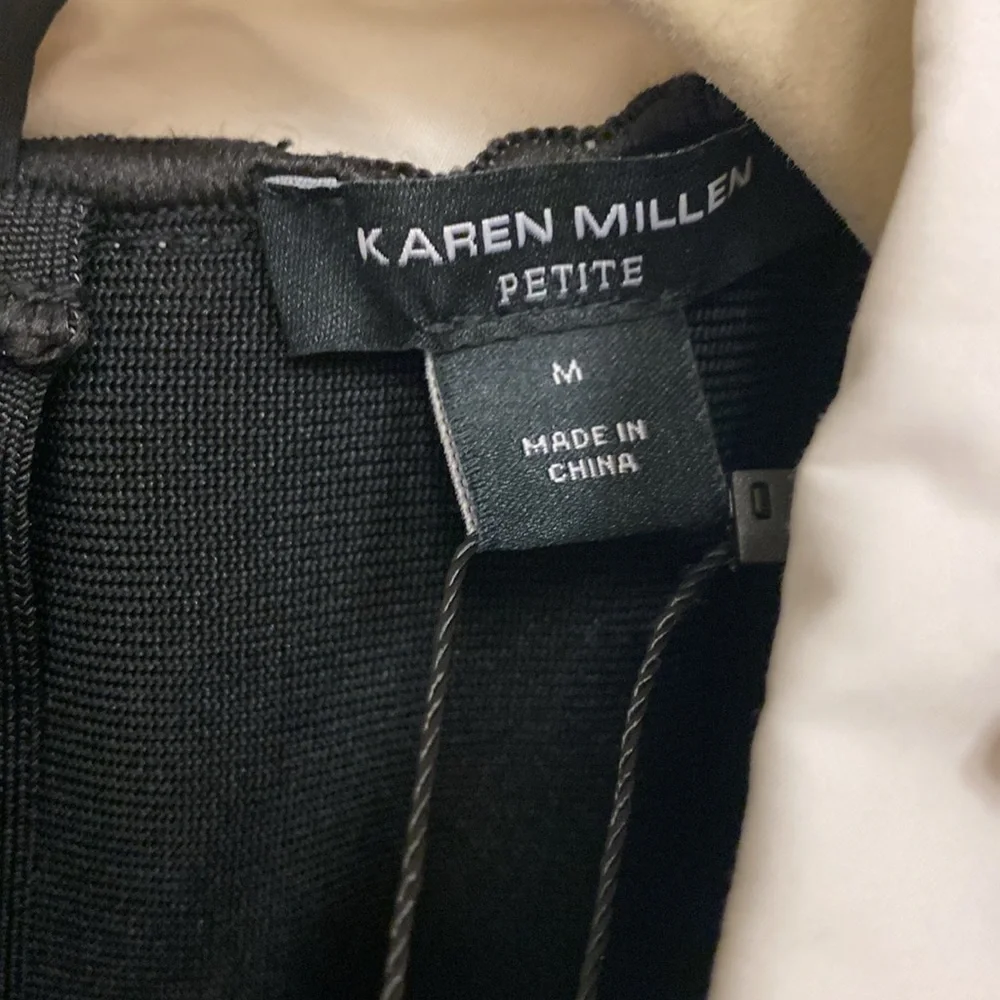 Karen Millen Black Sheath Dress with Notched Collar and Bishop Sleeves - Picture 5 of 15